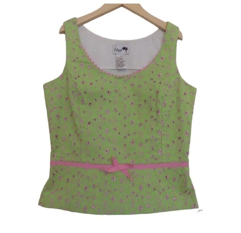 Island Republic tank top sleeveless blouse eyelet size 2 Medium